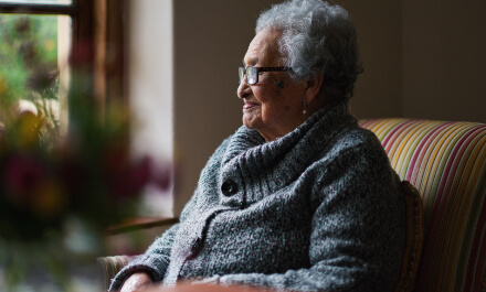 Woman at assisted living facilities receives services on site.